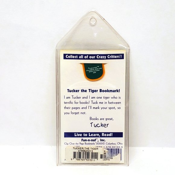 Fun-N-Nuf Tucker Tiger Clip Over Page Bookmark New Old Stock Vintage 2000 - Picture 3 of 4